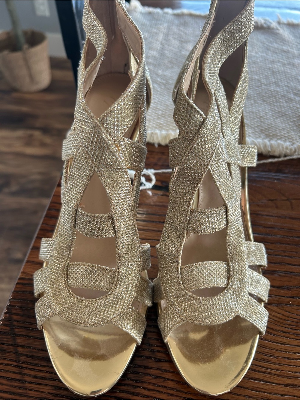 Marc Fisher Gold Strappy High Heels